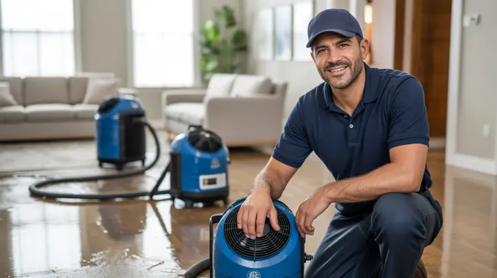 Water damage restoration technician (illustration photo)